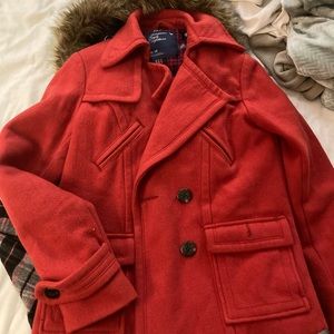 American eagle red peacoat
